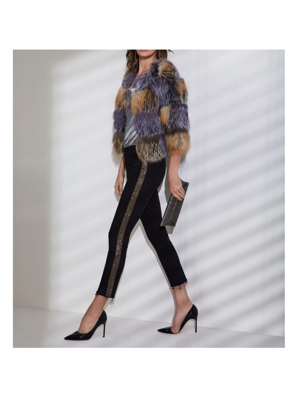 MOTHER High Waisted Looker Ankle Fray Guilty Flash Black Jean With Beading.